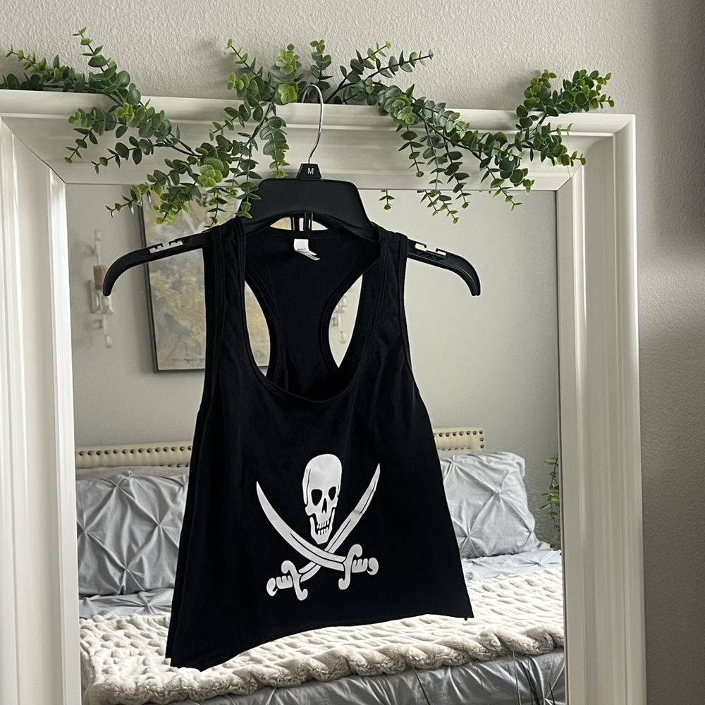 Black Skull and Crossbones Tank Top